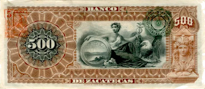 Reverso del Billete de 500 pesos (1914)
