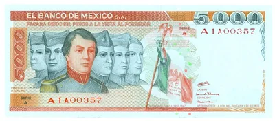 Billete de 5,000 pesos (1980)