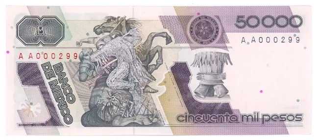 Reverso del Billete de 50,000 pesos (1986)