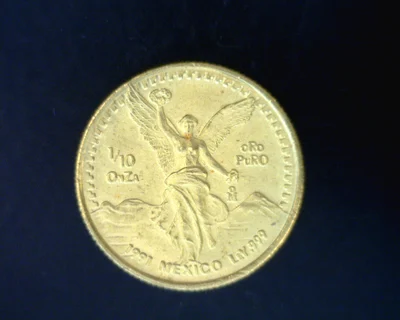 1/10 oz Libertad Oro 1991 · Inventario Banxico 17519 (reverso)