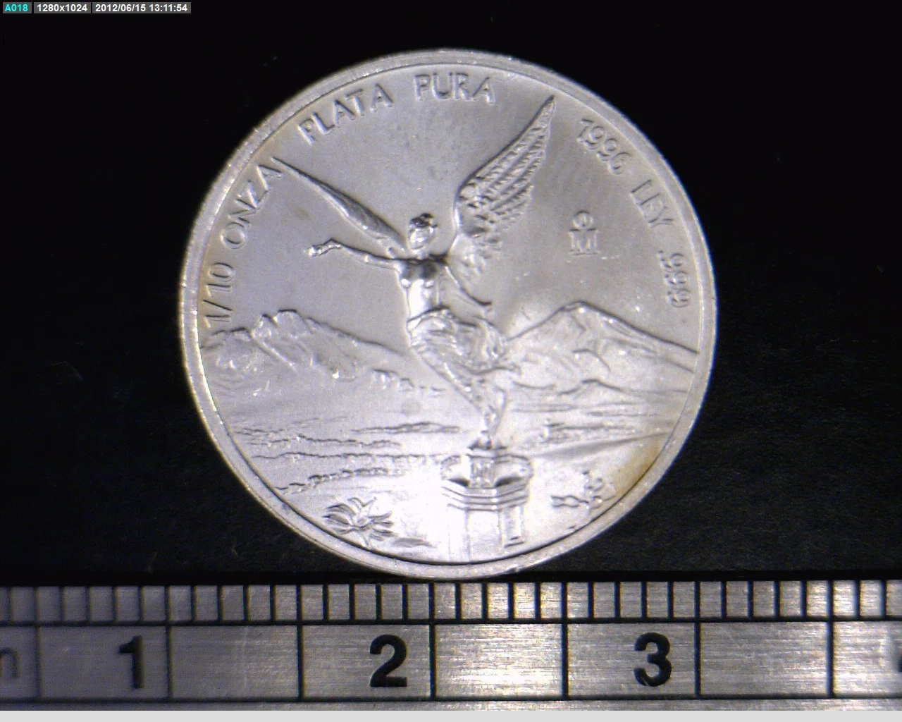 1/10 oz Libertad Plata 1996 · Inventario Banxico 19215 (reverso)
