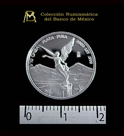 1/10 oz Libertad Plata 2003 (Espejo) · Inventario Banxico 21001 (reverso)