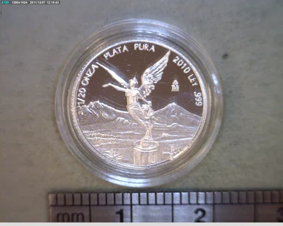 1/10 oz Libertad Plata 2010 · Inventario Banxico 22685 (reverso)