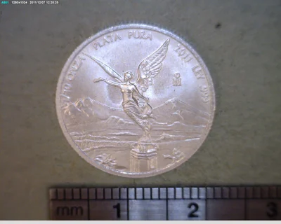 1/10 oz Libertad Plata 2011 · Inventario Banxico 22706 (reverso)