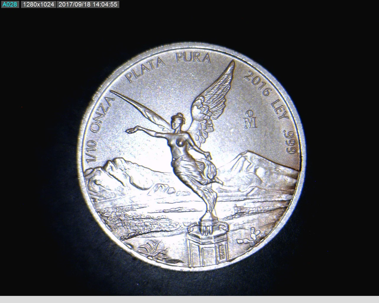 1/10 oz Libertad Plata 2016 · Inventario Banxico 23854 (anverso)