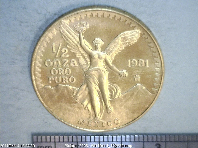 1/2 oz Libertad Oro 1981 · Inventario Banxico 15867 (reverso)