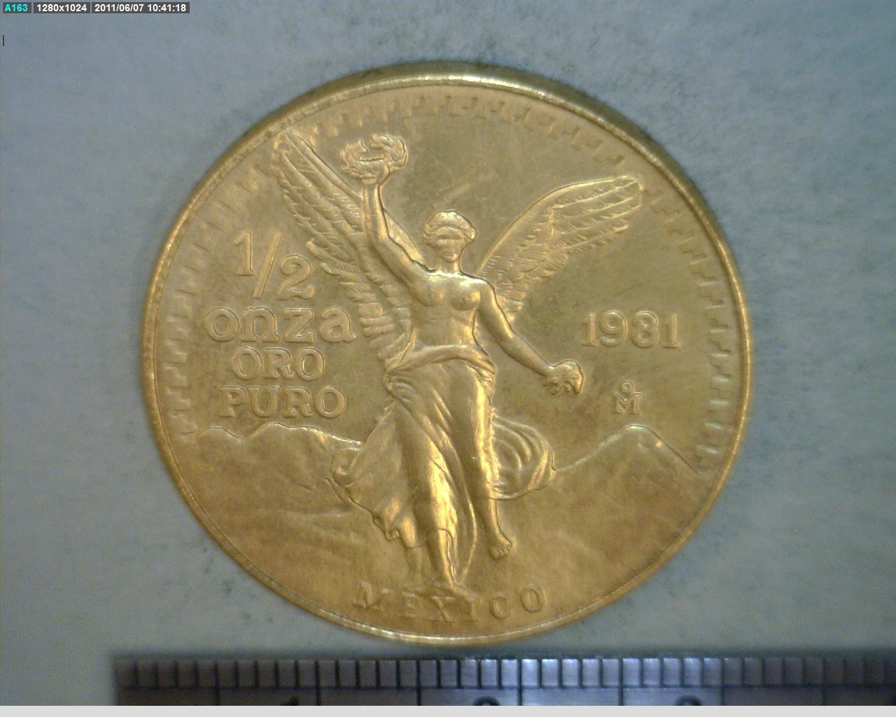 1/2 oz Libertad Oro 1981 · Inventario Banxico 16096 (reverso)