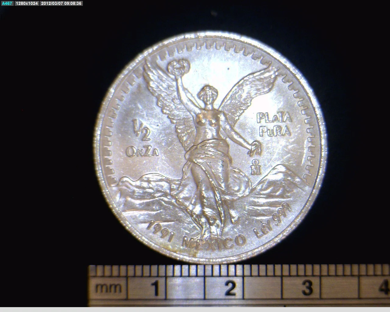 1/2 oz Libertad Plata 1991 · Inventario Banxico 17687 (reverso)