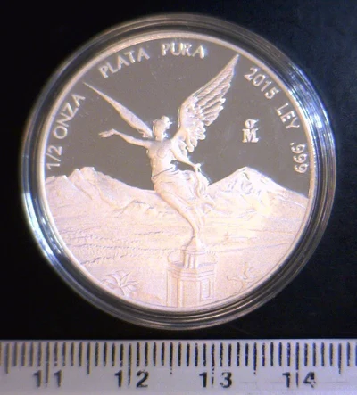 1/2 oz Libertad Plata 2015 · Inventario Banxico 23712 (reverso)