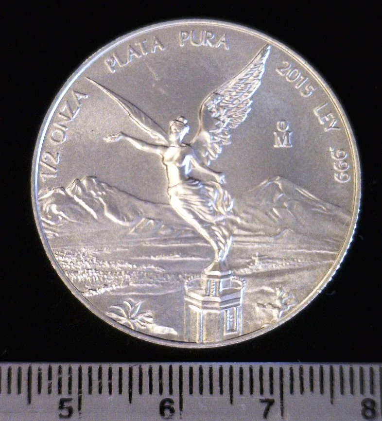 1/2 oz Libertad Plata 2015 · Inventario Banxico 23733 (reverso)