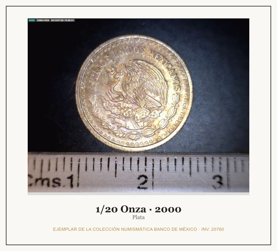 1/20 Onza · 2000 — Ejemplar de la Colección Numismática Banco de México, inv. 20760