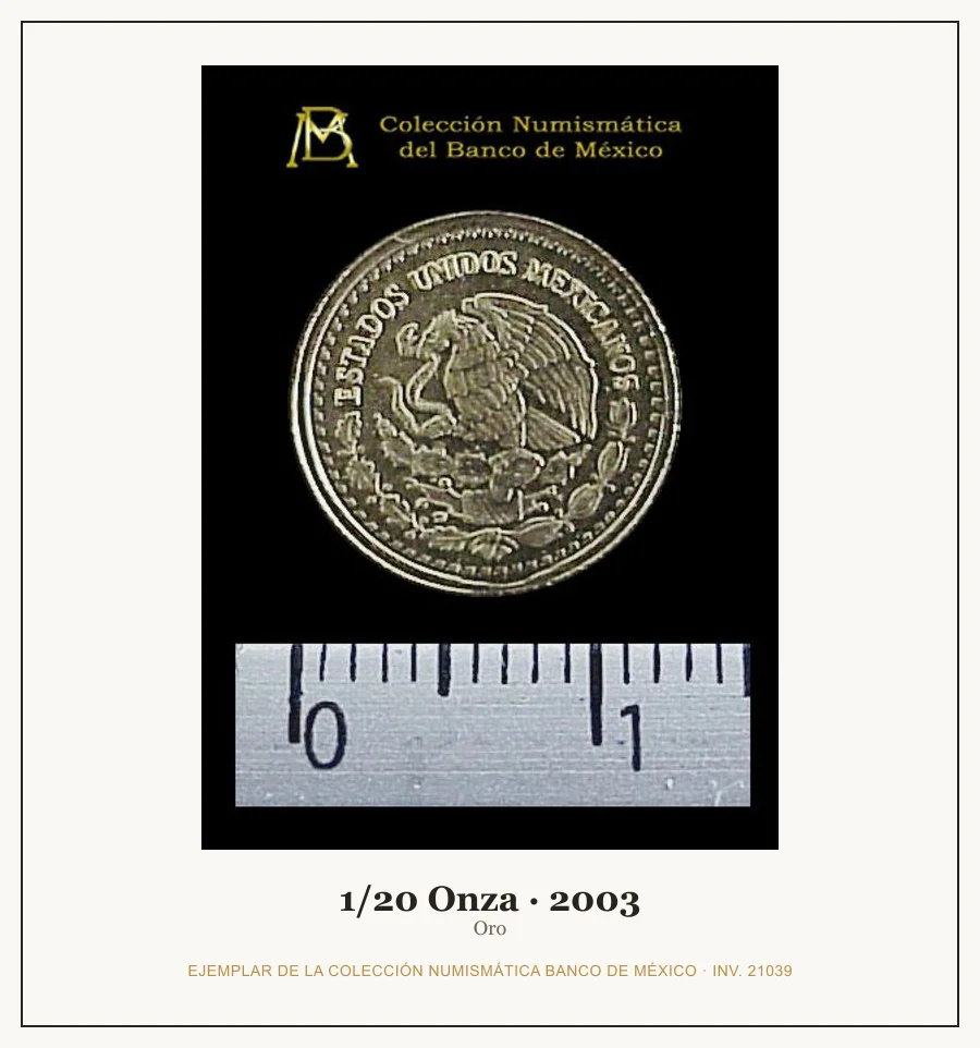 1/20 Onza · 2003 — Ejemplar de la Colección Numismática Banco de México, inv. 21039