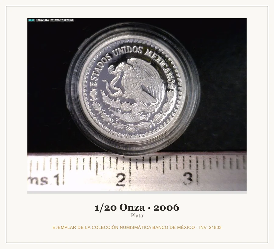 1/20 Onza · 2006 — Ejemplar de la Colección Numismática Banco de México, inv. 21803