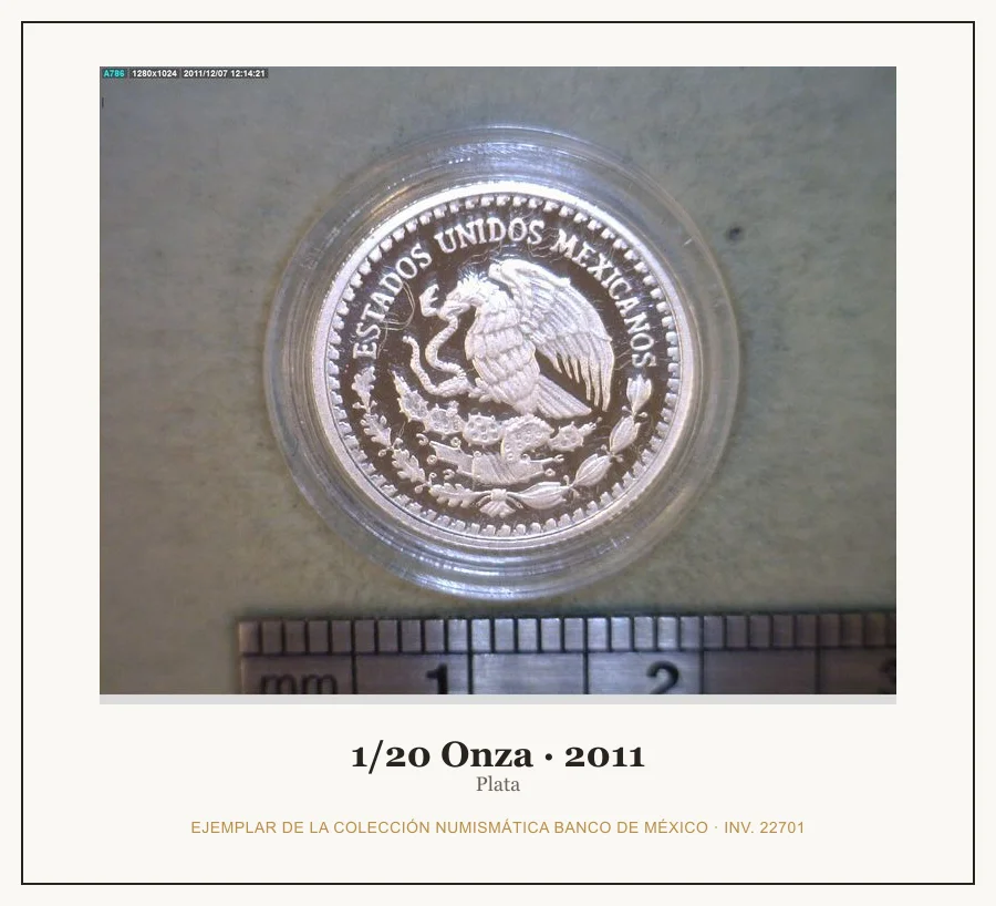 1/20 Onza · 2011 — Ejemplar de la Colección Numismática Banco de México, inv. 22701