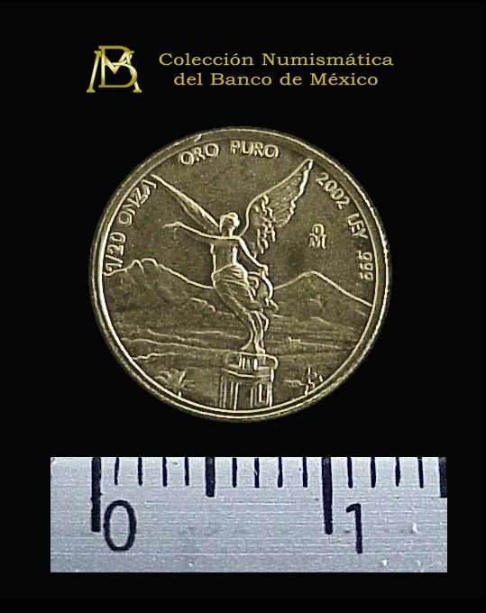 1/20 oz Libertad Oro 2002 · Inventario Banxico 21044 (reverso)