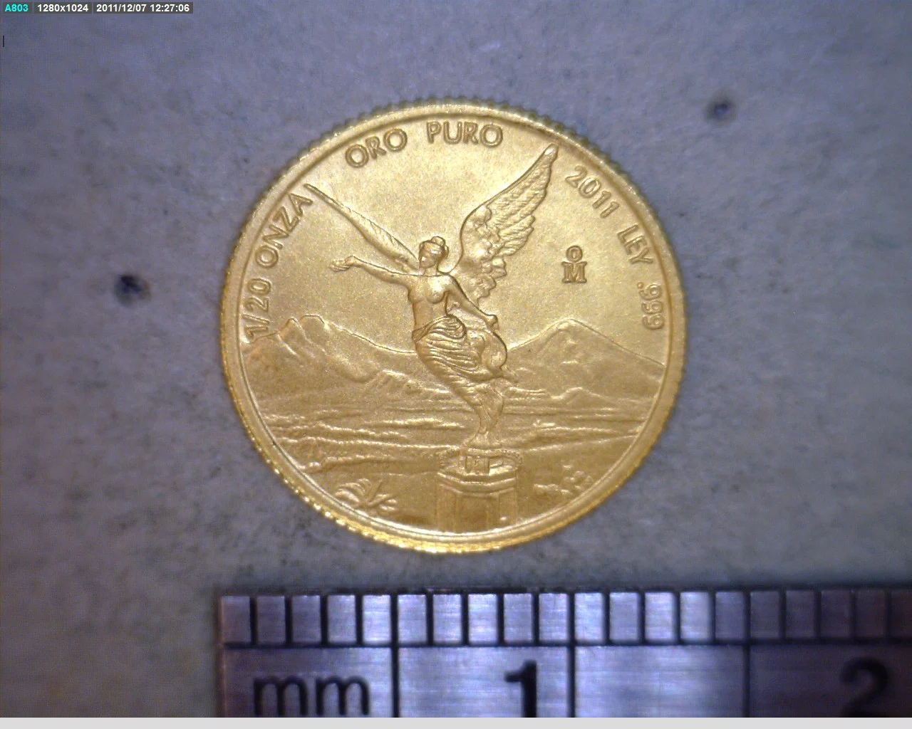 1/20 oz Libertad Oro 2011 · Inventario Banxico 22695 (reverso)