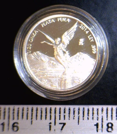 1/20 oz Libertad Plata 2014 · Inventario Banxico 23703 (reverso)