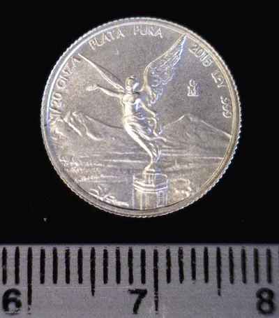 1/20 oz Libertad Plata 2015 · Inventario Banxico 23739 (reverso)
