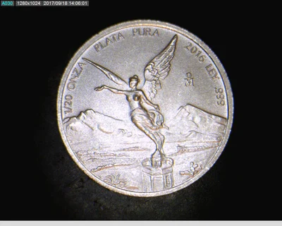 1/20 oz Libertad Plata 2016 · Inventario Banxico 23855 (anverso)