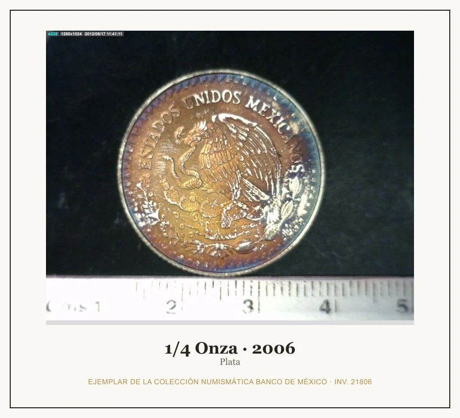 1/4 Onza · 2006 — Ejemplar de la Colección Numismática Banco de México, inv. 21806