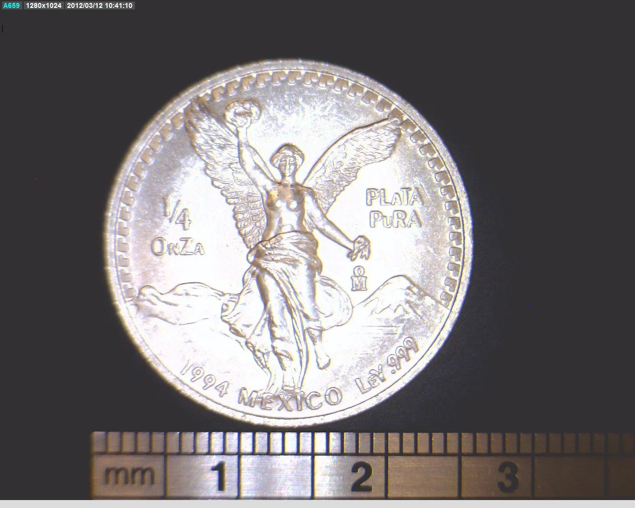 1/4 oz Libertad Plata 1994 · Inventario Banxico 17753 (reverso)