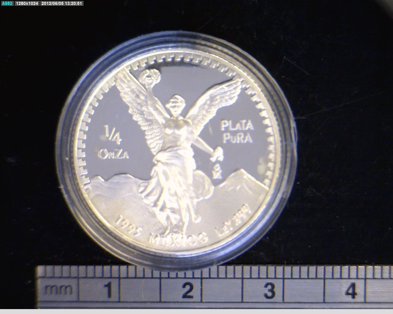 1/4 oz Libertad Plata 1995 · Inventario Banxico 19192 (reverso)