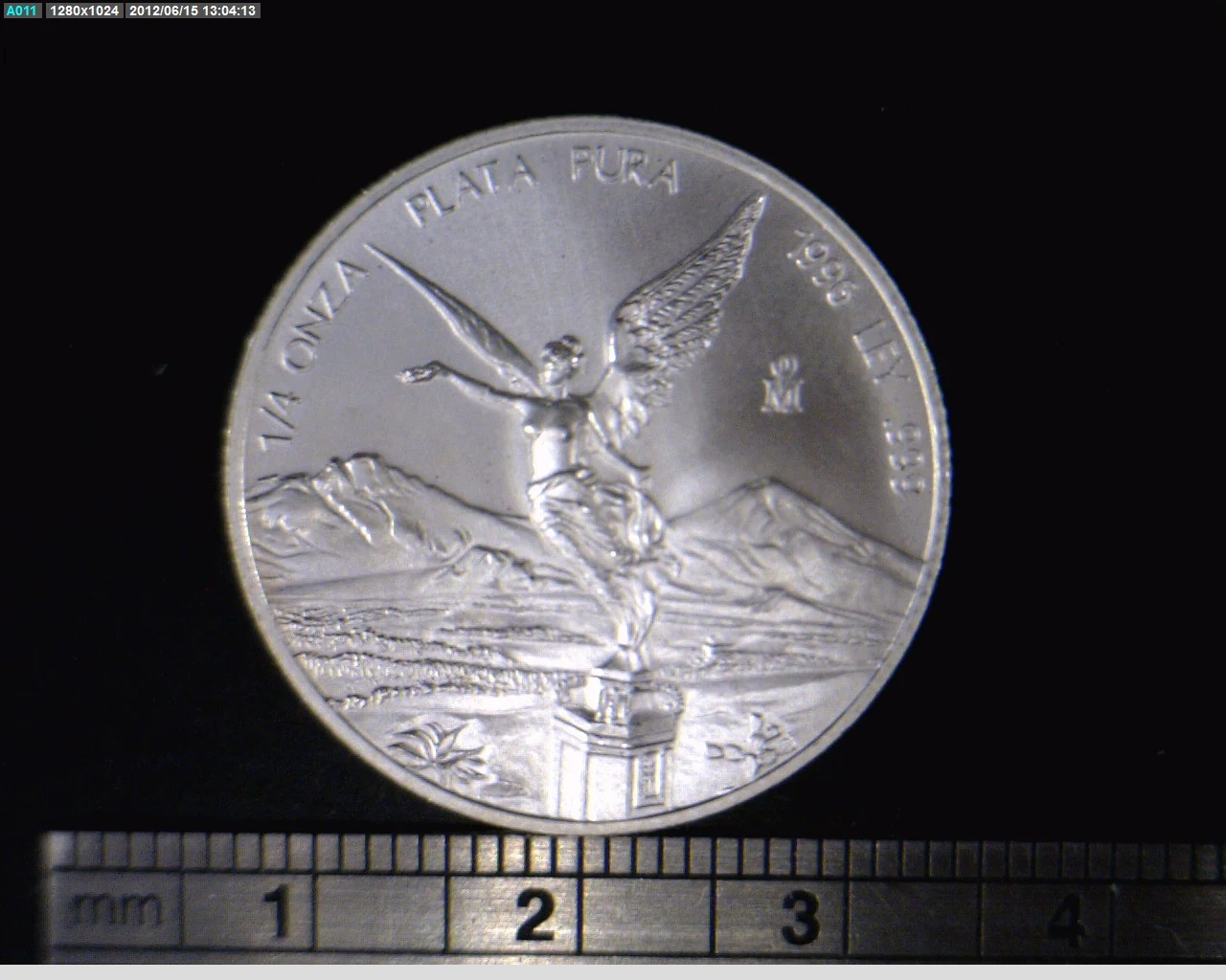 1/4 oz Libertad Plata 1996 · Inventario Banxico 19213 (anverso)