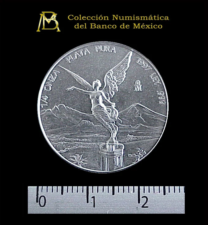 1/4 oz Libertad Plata 1997 · Inventario Banxico 20920 (reverso)