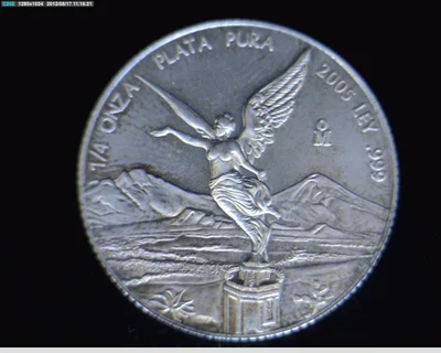 1/4 oz Libertad Plata 2005 · Inventario Banxico 21794 (reverso)