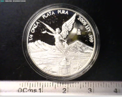 1/4 oz Libertad Plata 2009 · Inventario Banxico 22193 (reverso)