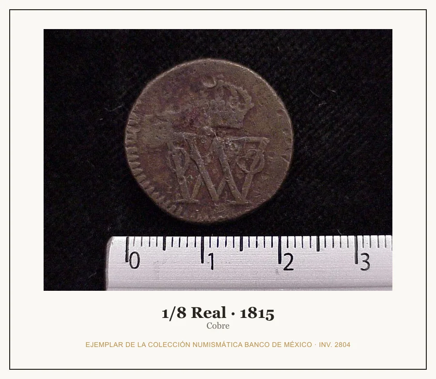 Moneda destacada de la serie misc-1/8 Reales Cobre Independencia