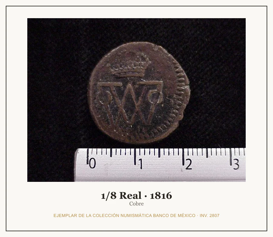 1/8 Real · 1816 — Ejemplar de la Colección Numismática Banco de México, inv. 2807