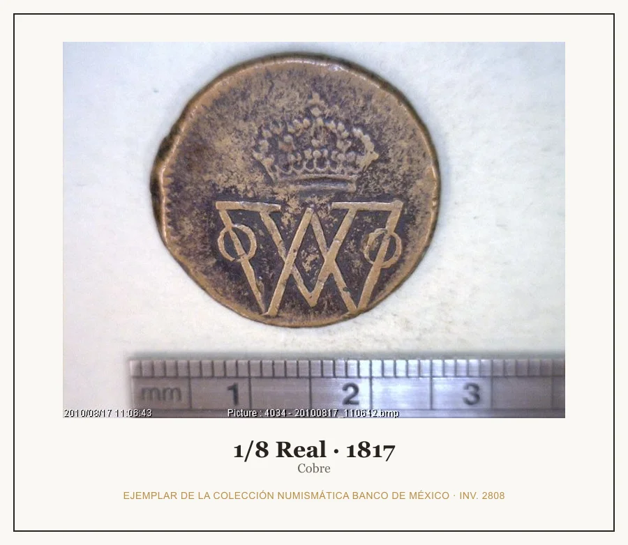 1/8 Real · 1817 — Ejemplar de la Colección Numismática Banco de México, inv. 2808