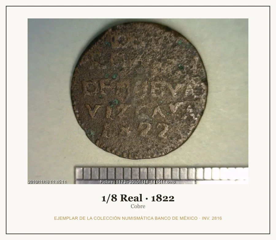 Moneda destacada de la serie misc-1/8 Reales Cobre Primer Imperio