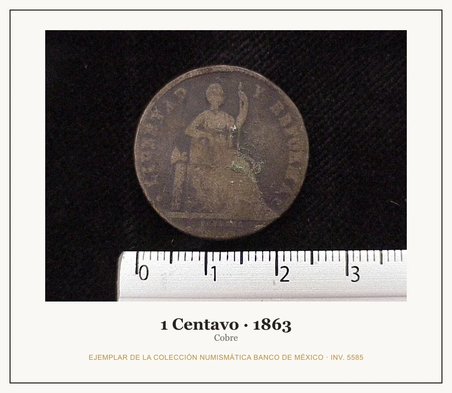 Moneda destacada de la serie Misc 1 Centavos Cobre Republica Mexic