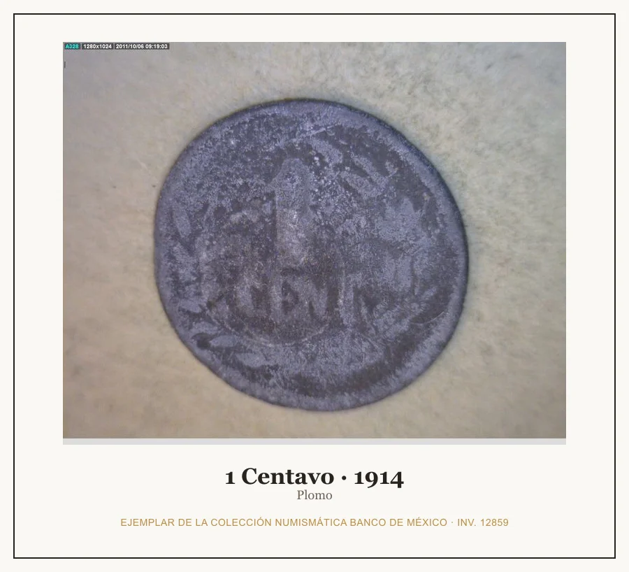 Moneda destacada de la serie Misc 1 Centavos Plomo Revolucion Mexi