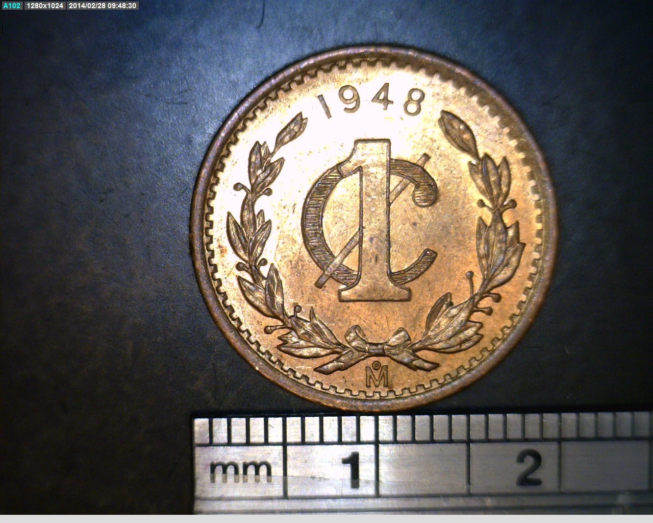 1 Centavos Bronce 1948 (reverso)