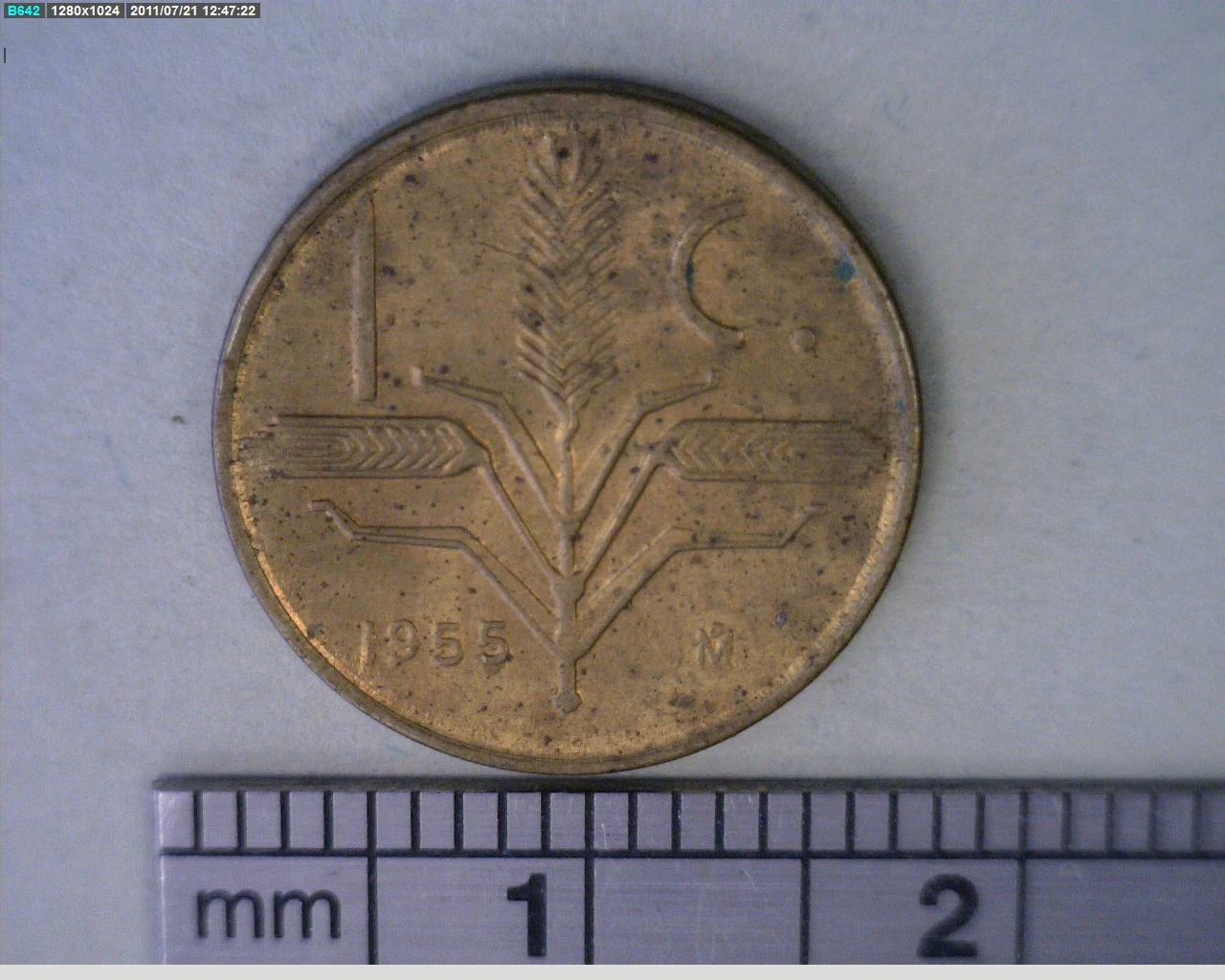 1 Centavos Latón 1955 (reverso)