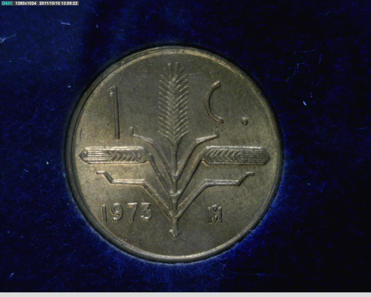 1 Centavos Latón 1973 (reverso)