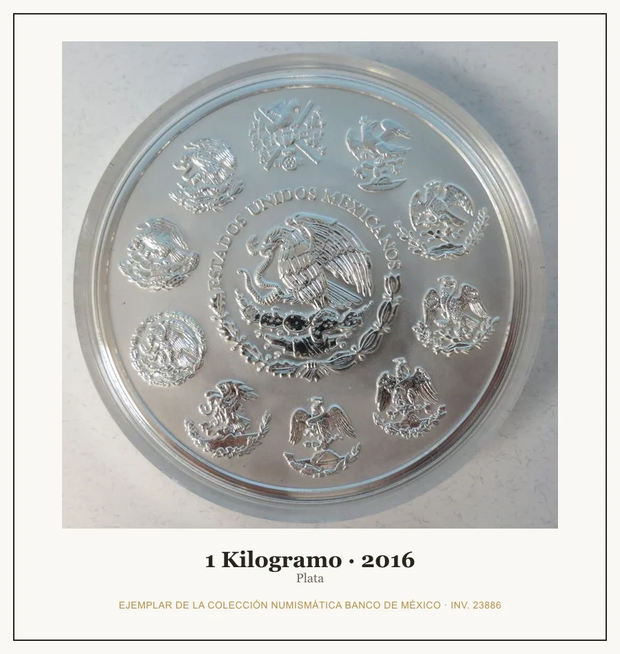 1 Kilogramo · 2016 — Ejemplar de la Colección Numismática Banco de México, inv. 23886