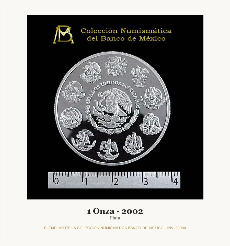 1 Onza · 2002 — Ejemplar de la Colección Numismática Banco de México, inv. 20900