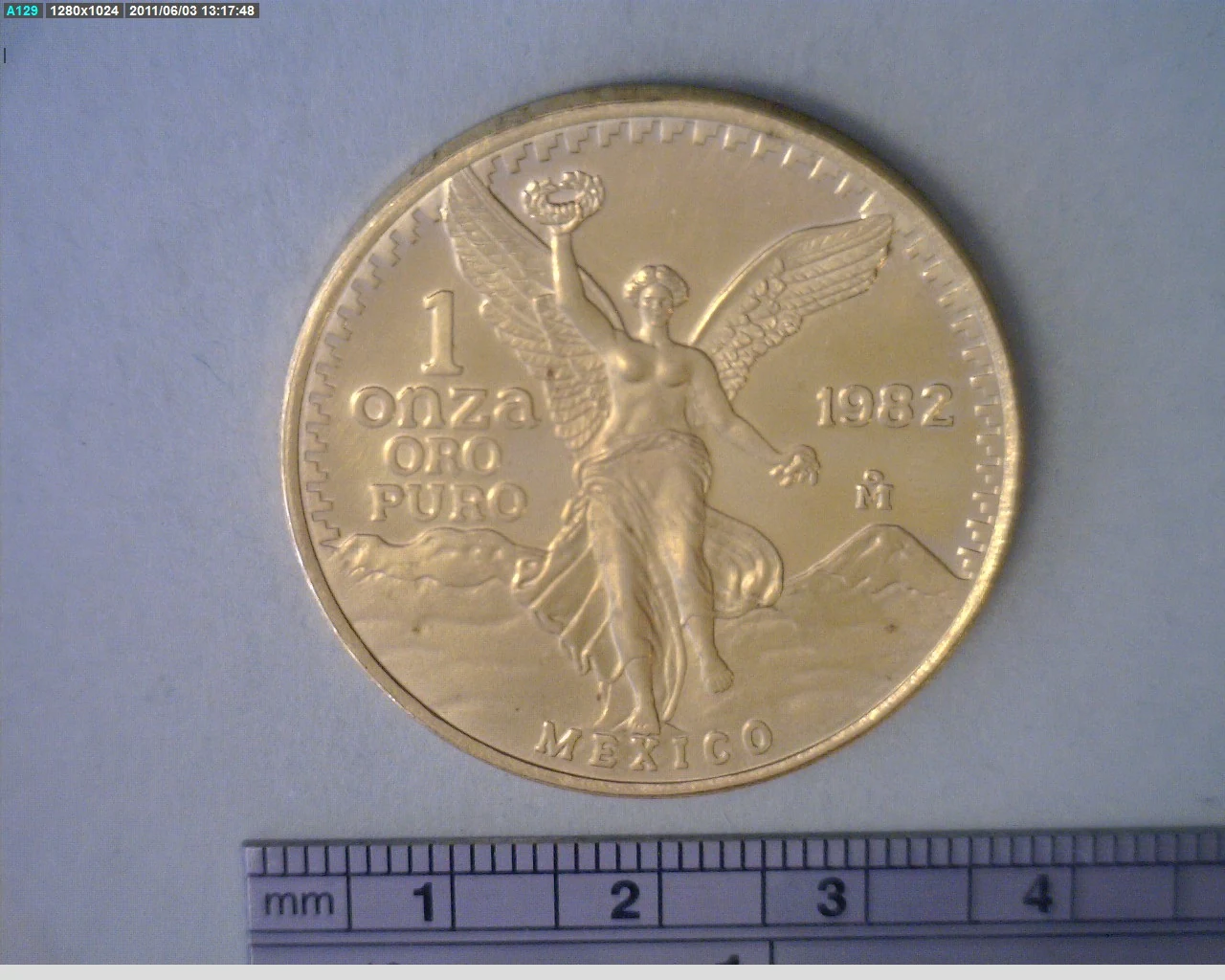 1 oz Libertad Oro 1982 · Inventario Banxico 16081 (reverso)