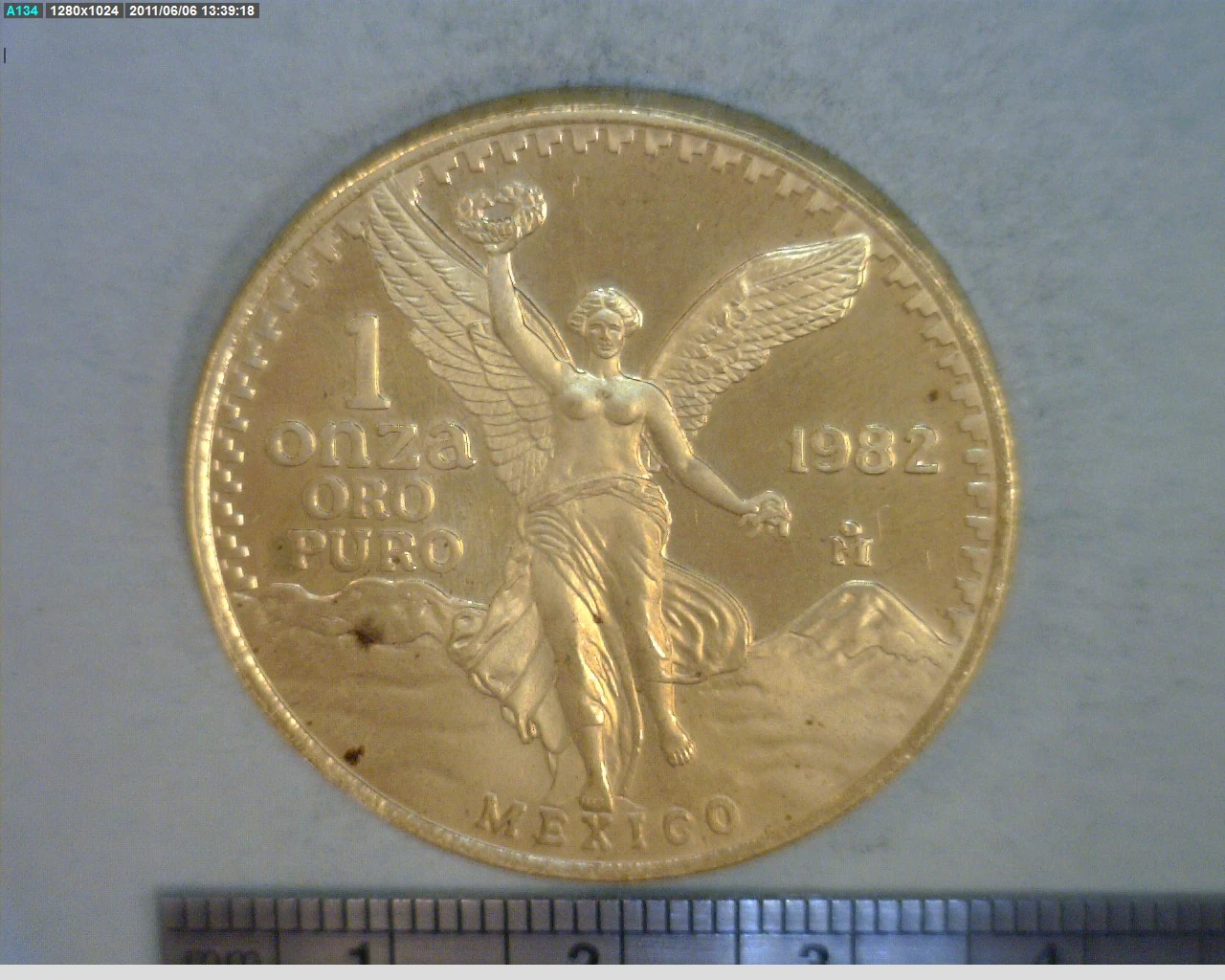 1 oz Libertad Oro 1982 · Inventario Banxico 16082 (reverso)