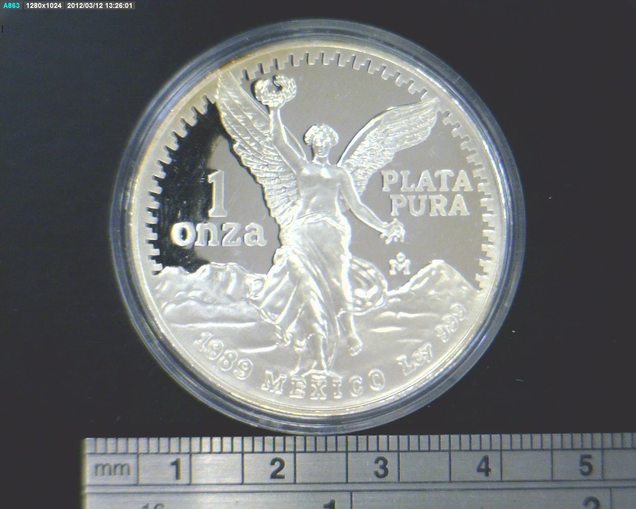 1 oz Libertad Plata 1989 · Inventario Banxico 17854 (reverso)
