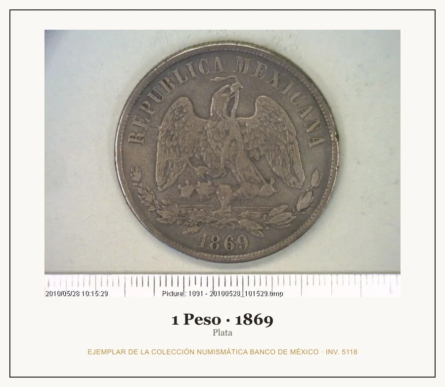 Moneda destacada de la serie Misc 1 Pesos Plata Republica Mexic