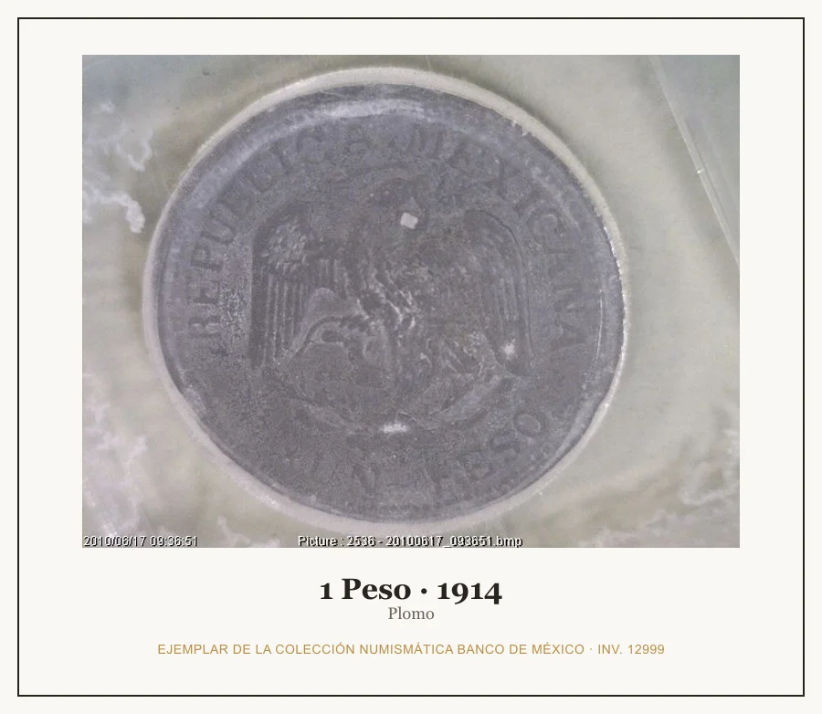 Moneda destacada de la serie Misc 1 Pesos Plomo Revolucion Mexi