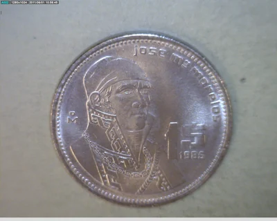 1 Peso Acero inoxidable · Acuñada en San Luis Potosí · 1985