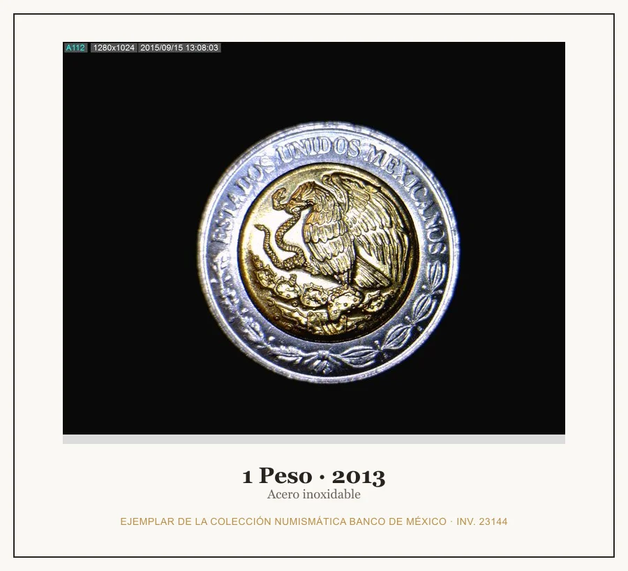 1 Peso · 2013 — Ejemplar de la Colección Numismática Banco de México, inv. 23144