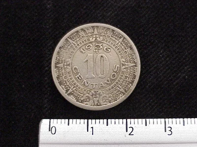 10 Cuproníquel 1936 . Inventario Banxico 12217 (reverso)