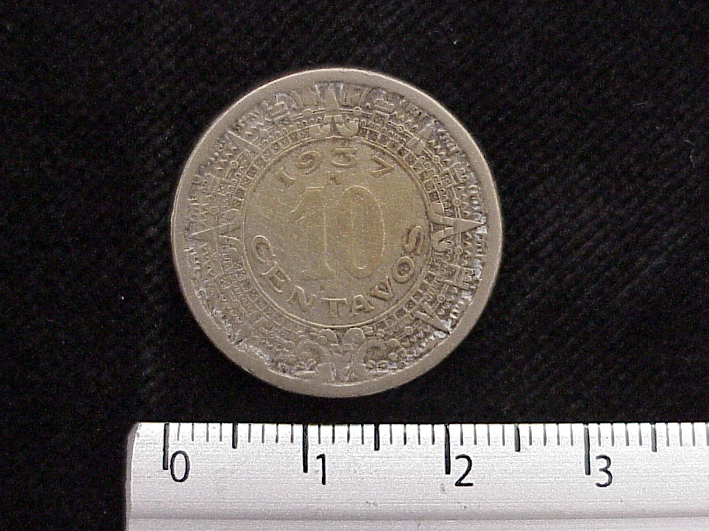 10 Cuproníquel 1937 . Inventario Banxico 12220 (reverso)